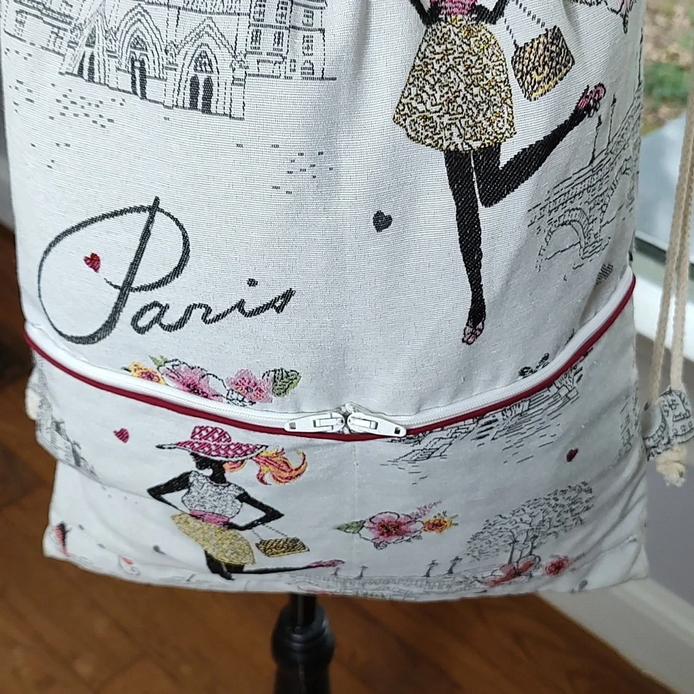 Phebus Et Boree French Backpack/Purse Paris Scene French Lady Unique Embroidered